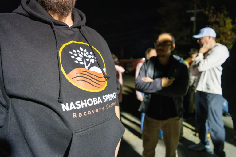 Close-up of a Nashoba Springs Recovery Center hoodie at the Fright Kingdom outing